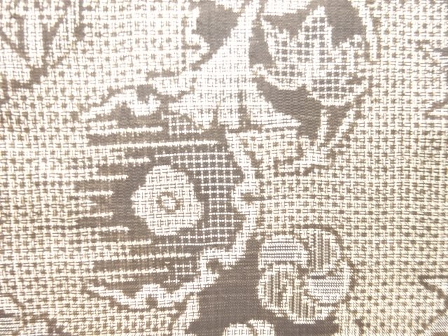 JAPANESE KIMONO / ANTIQUE UMEZASA PATTERN OROSHI DORO OSHIMA TSUMUGI K